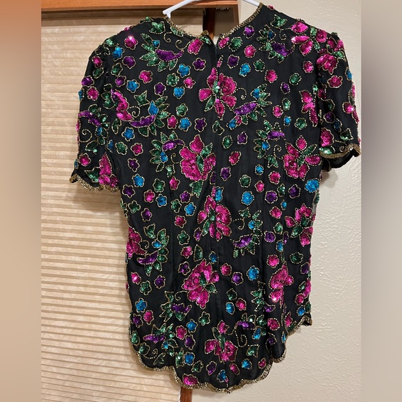 Stenay 100% Silk and Sequined Vintage Blouse - Picture 3 of 6